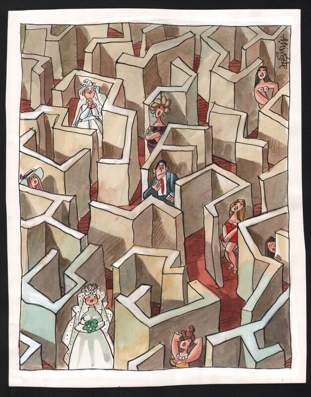Labyrinth by Antonio Mingote - Original Illustration