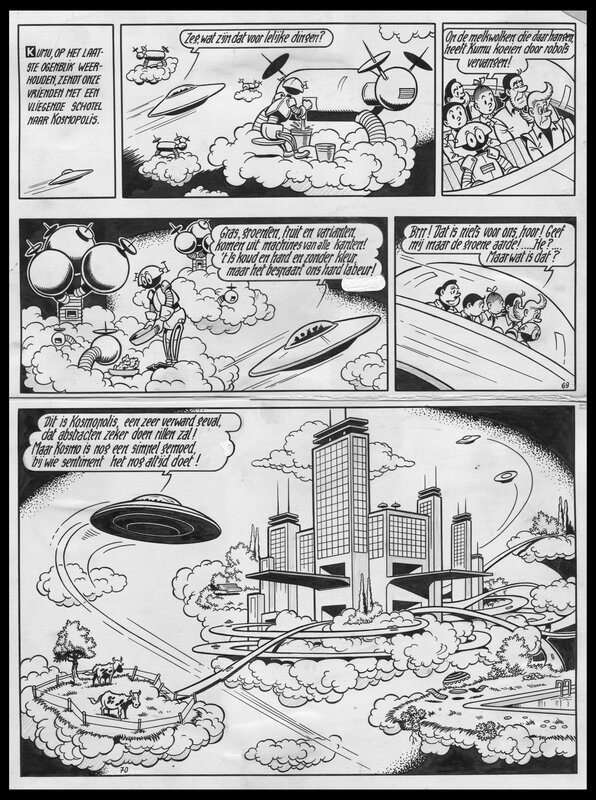 Willy Vandersteen, Suske en Wiske 52 : De wolkeneters - Planche originale