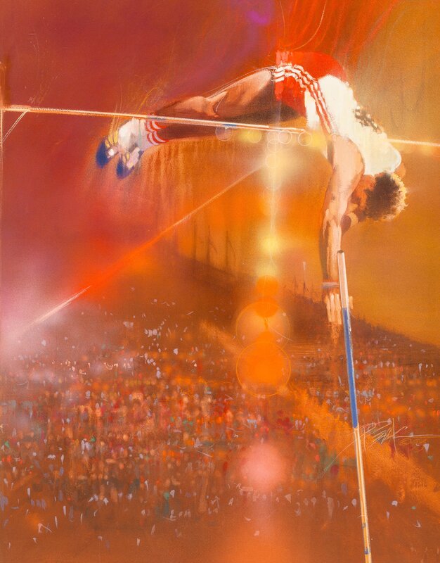 Bob Peak - Wladyslaw Kozakiewicz Pole Vault 1984 Olympics - Original Illustration