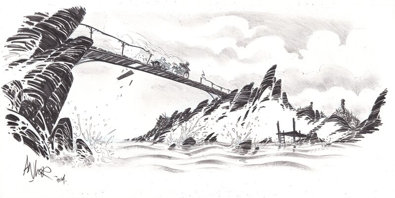 Le Pont by Anlor - Original Illustration