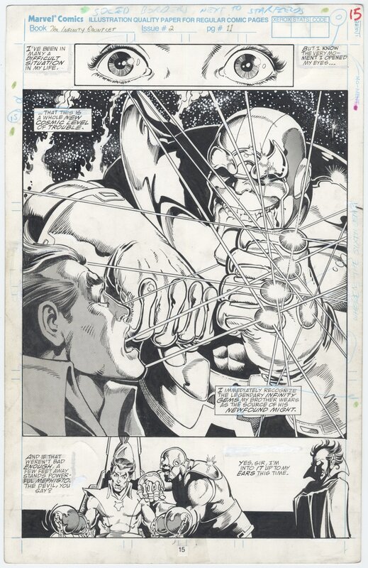 George Perez, Joe Rubinstein, Infinity Gauntlet #2, pg. 11 - Thanos with Infinity Gauntlet by George Perez & Joe Rubinstein - Comic Strip