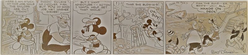 Floyd Gottfredson, Walt Disney, Mickey et la Baleine - 04/01/1938 - Planche originale