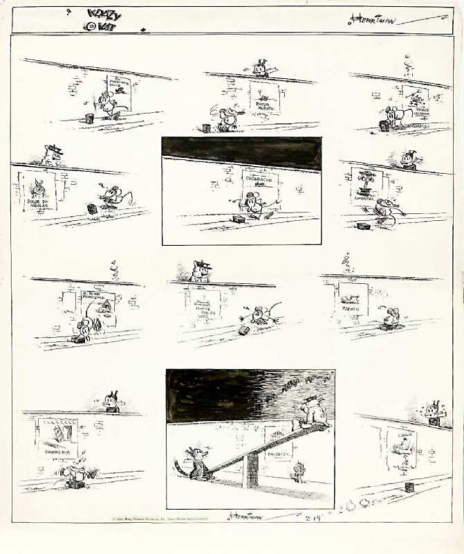 George Herriman, Krazy Kat Sunday 02/19 - Planche originale