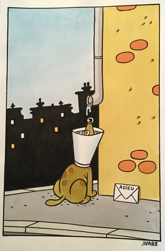 Éric Ivars, suicide de chien V2 (après la pluie) - Illustration originale