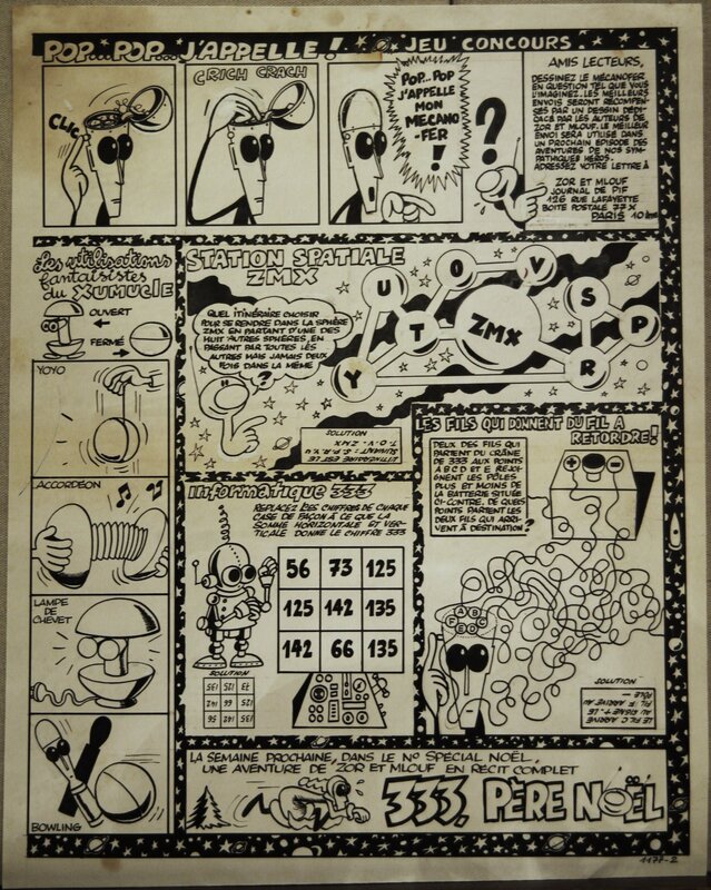 Jacques Kamb, Jean Sanitas, 333 s'amuse comme un gamin !! Vailllant 1177 -  1967 - Comic Strip