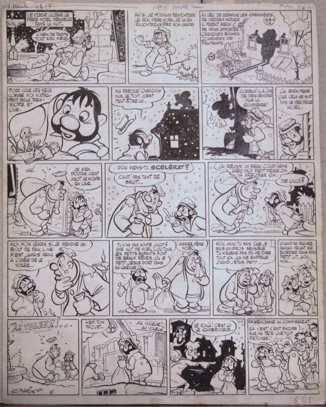 Claude Marin, Le père Noël - coq hardi N°15 circa 1950 - Planche originale