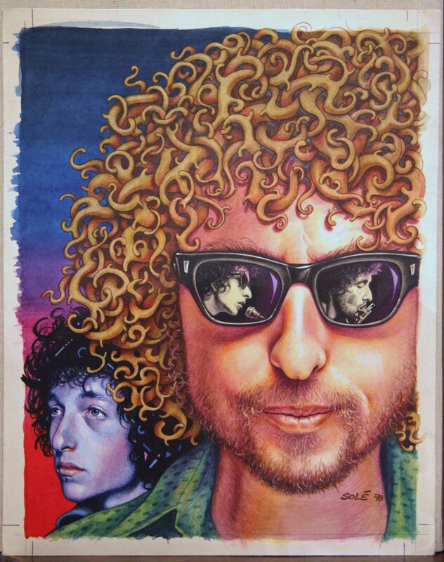 Jean Solé, Bob Dylan dessin de 1978 pour une couverture de Rock & Folk ( juillet ) - Illustration originale
