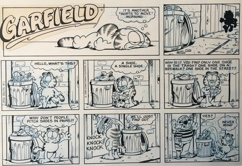 Jim Davis, Garfield - Sunday Strip du 1er mai 1988 - Planche originale