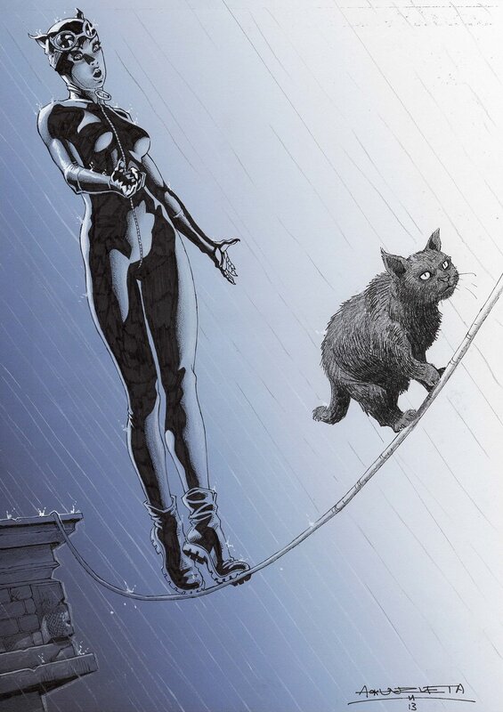 Angel Unzueta Catwoman - Illustration originale