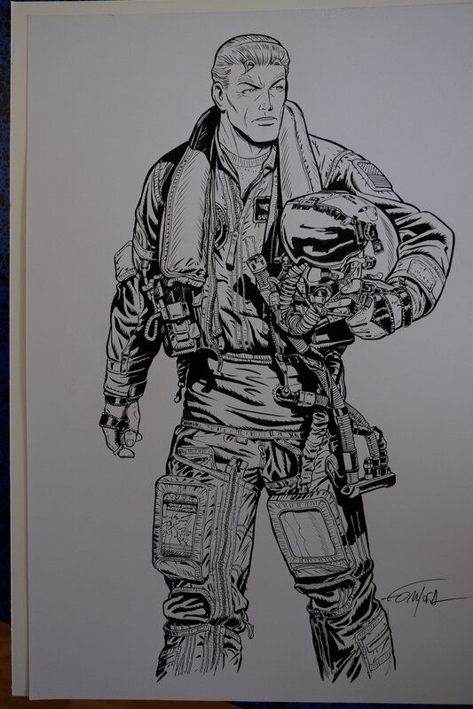 En vente - Gil Formosa, Dessin de couverture Buck Danny - Couverture originale