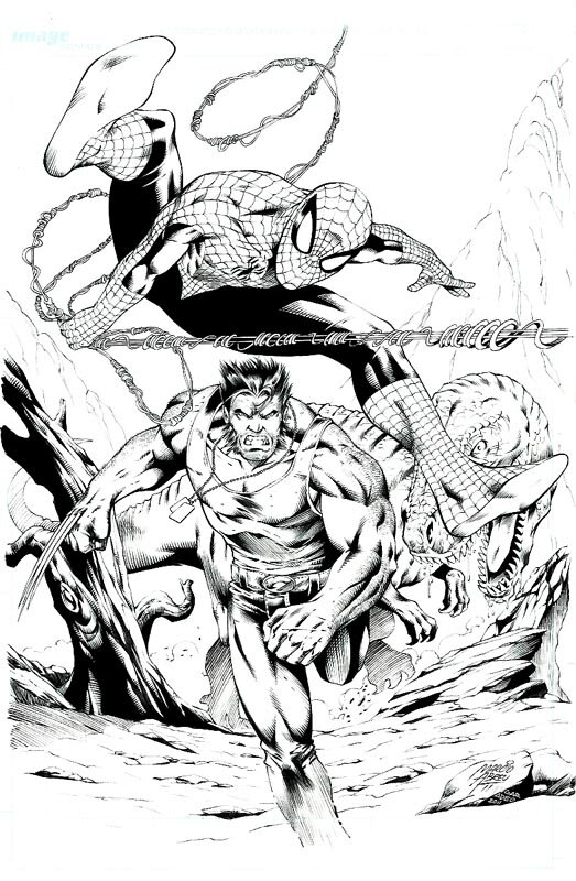 Wolverine et spidey par marcio abreu - Illustration originale