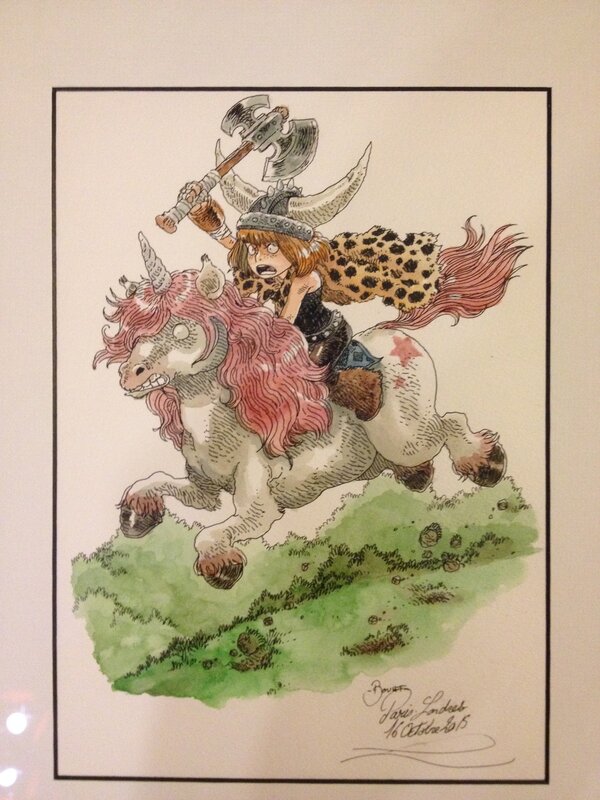 Boulet, Barbare sur une licorne - Illustration originale