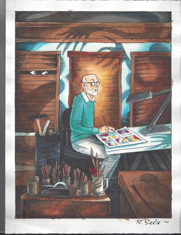 Richard Sala - portrait de Daniel Clowes - Original art