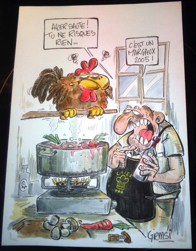 En vente - Coq au vin par Giemsi - Illustration originale