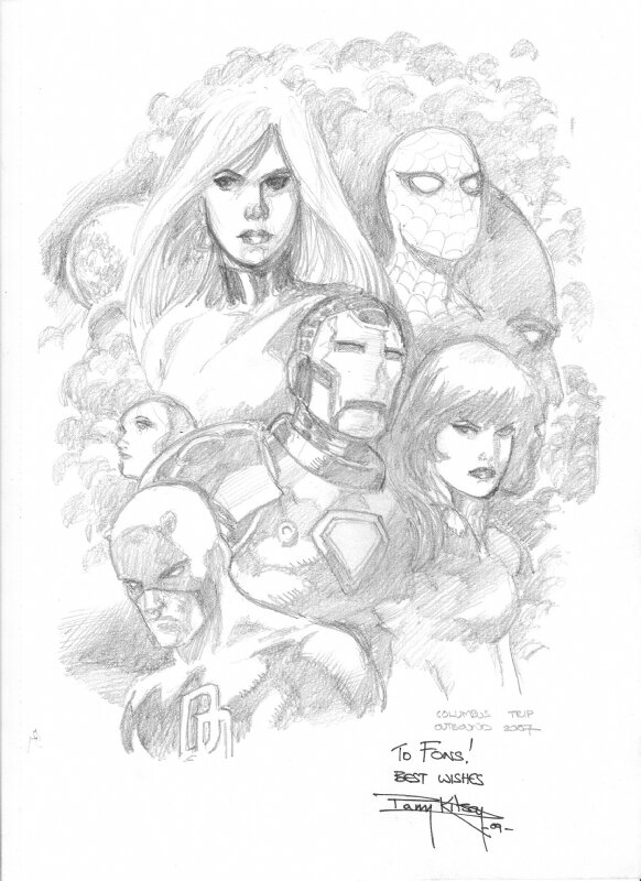 Barry Kitson sketchbook page Marvel characters - Original art