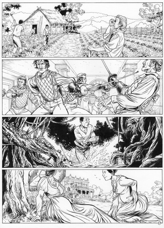 Eric Lambert, Éric Stalner, Flor de Luna T1 (Santa Maria Cristina) - Encrage P39 - Planche originale