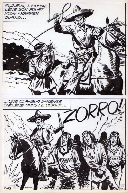 Maxime Roubinet, Zorro n°48, planche 69, SFPI - Planche originale