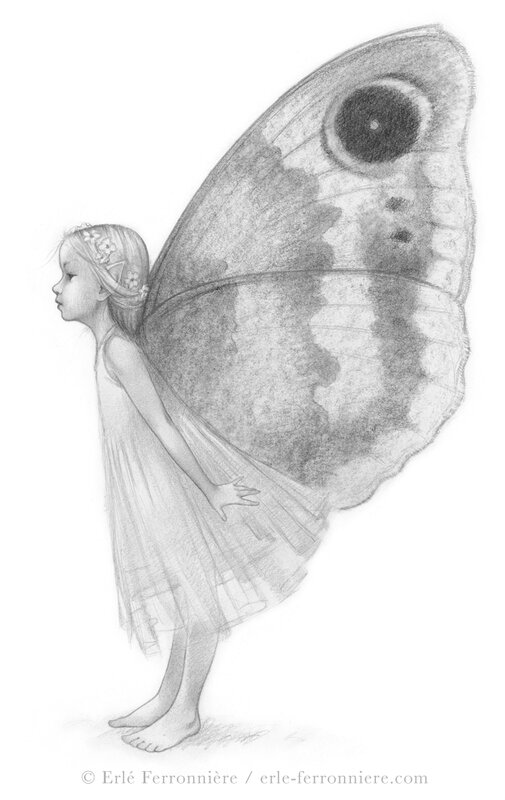 Fée papillon par Erlé Ferronnière - Illustration originale