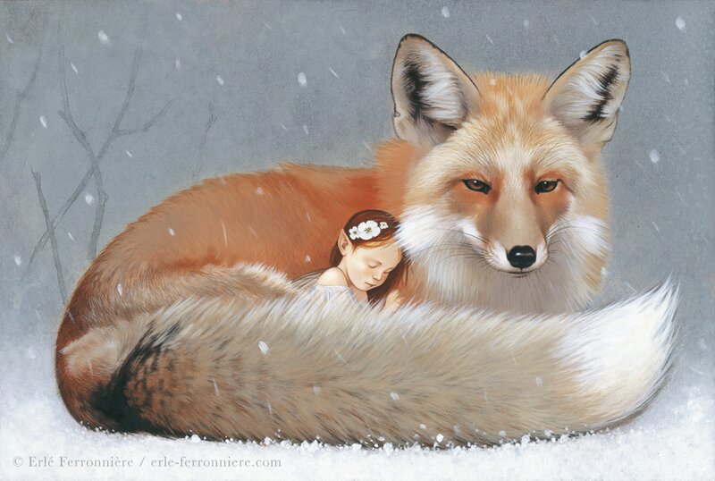 Erlé Ferronnière, La fée qui dort avec le renard - Original Illustration