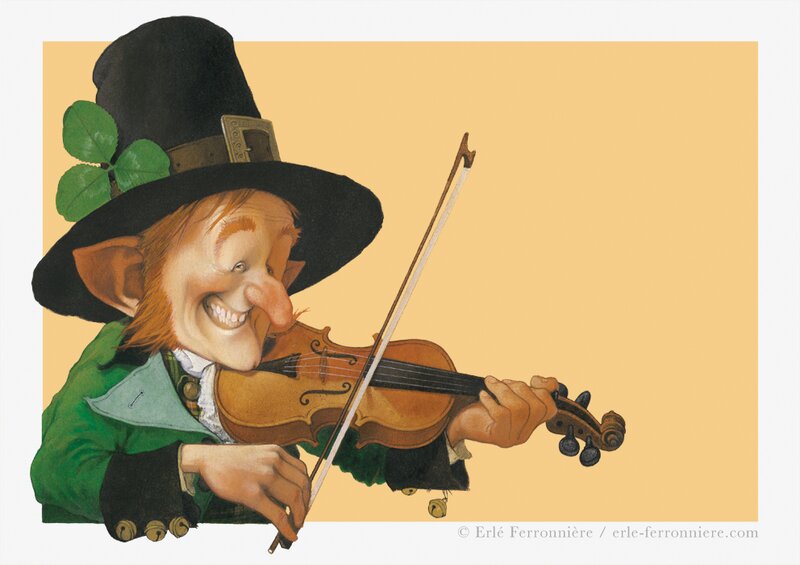 Lutin au violon I by Erlé Ferronnière - Original Illustration