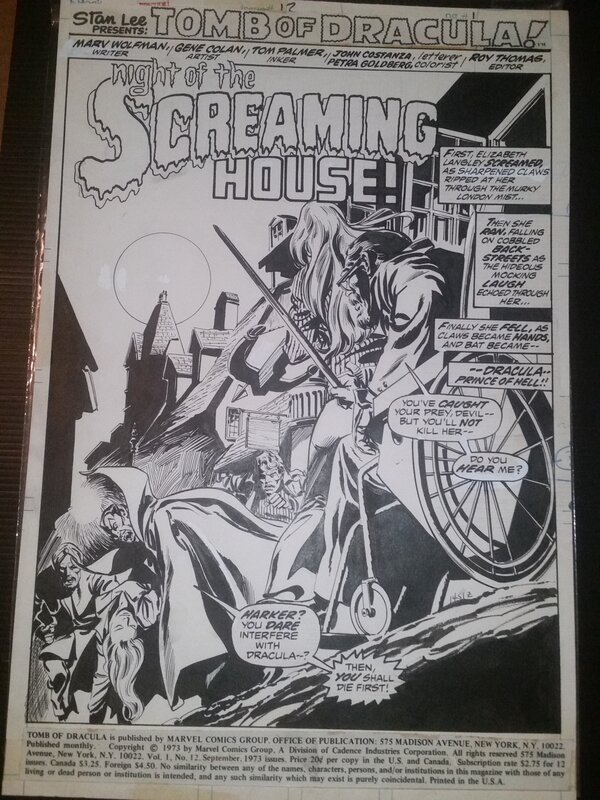 Gene Colan, Tom Palmer, Colan Tomb of Dracula Splash#12 p1 - Comic Strip