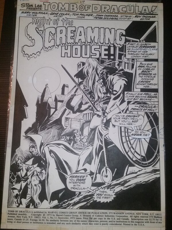 Gene Colan, Tom Palmer, Colan Tomb of Dracula Splash#12 p1 - Planche originale