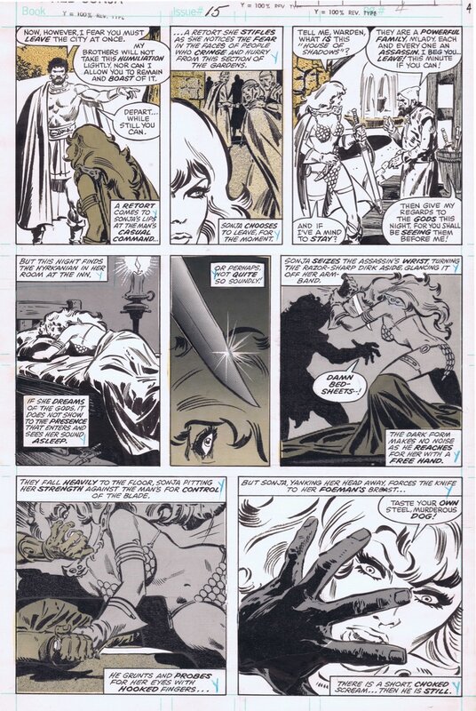 John Buscema, Tony DeZuniga, 1979-10 Buscema/DeZuniga : Savage Sword Of Conan #45 p48 Red Sonja - Planche originale