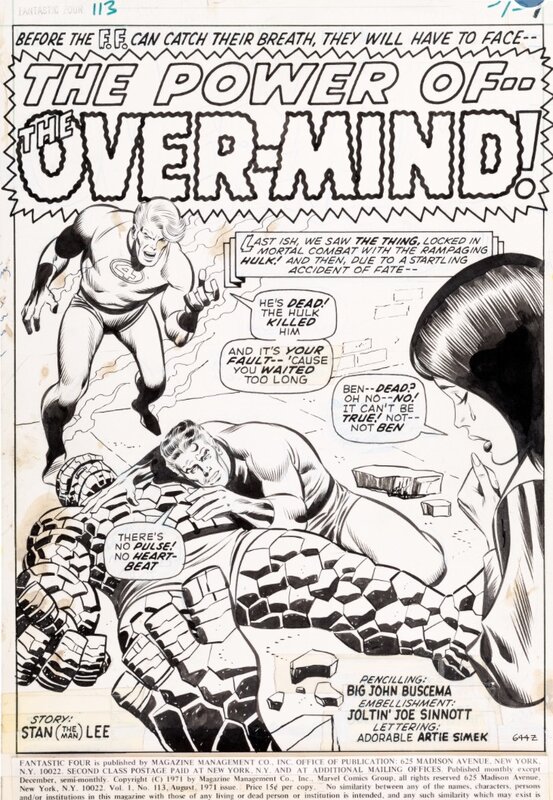 John Buscema, Joe Sinnott, Fantastic Four 113 Title Splash- Buscema Sinnott - Planche originale