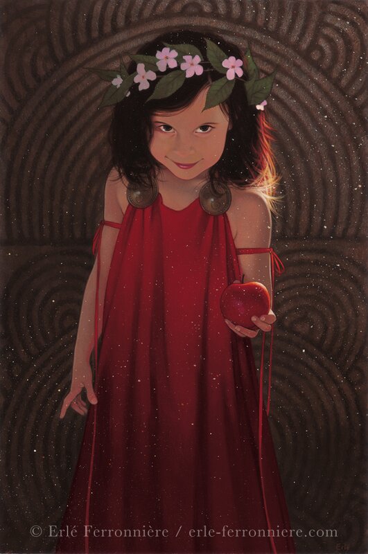 Morgane à la pomme par Erlé Ferronnière - Illustration originale