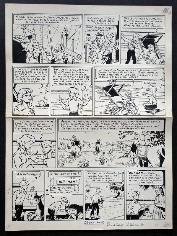 François Craenhals, Pom et Teddy – Planche 16A et 16B - Le Talisman noir. - Comic Strip