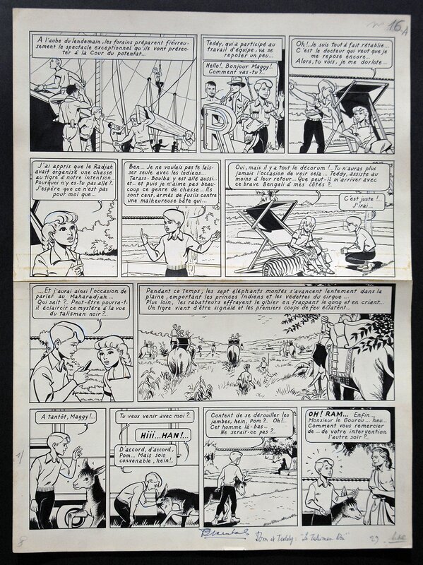 François Craenhals, Pom et Teddy – Planche 16A et 16B - Le Talisman noir. - Planche originale