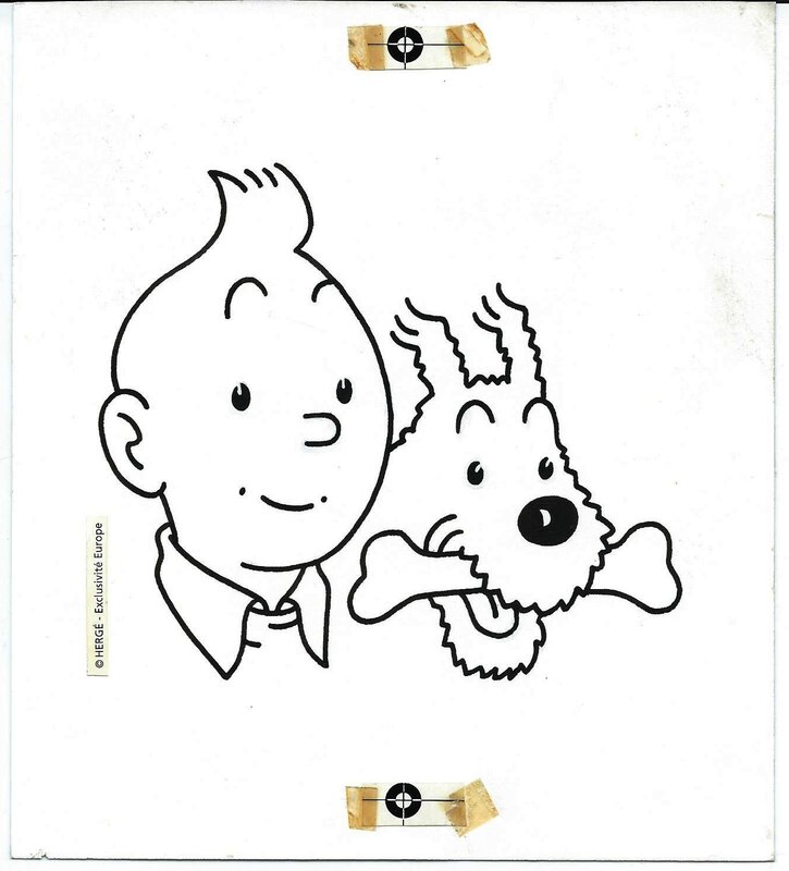 Tintin et Milou par Hergé, Studios Hergé - Illustration originale