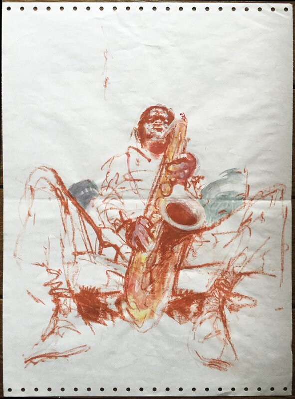 RENÉ FOLLET Sax ténor - Illustration originale