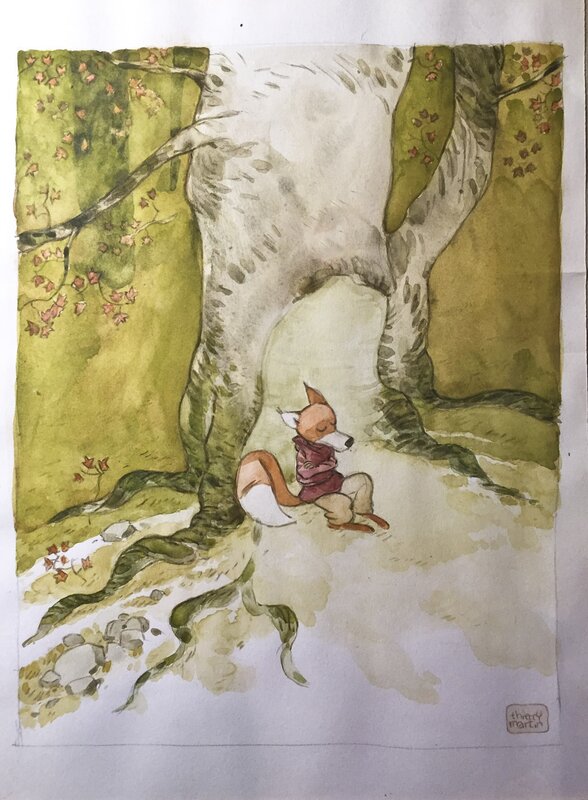 La sieste de Renart by Thierry Martin - Original Illustration