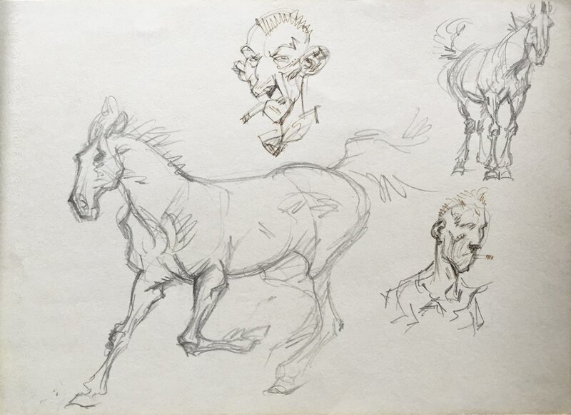 Croquis de chevaux par Al Severin - Œuvre originale