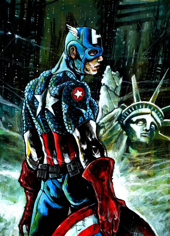 Capitan America par Virginio Vona - Illustration originale