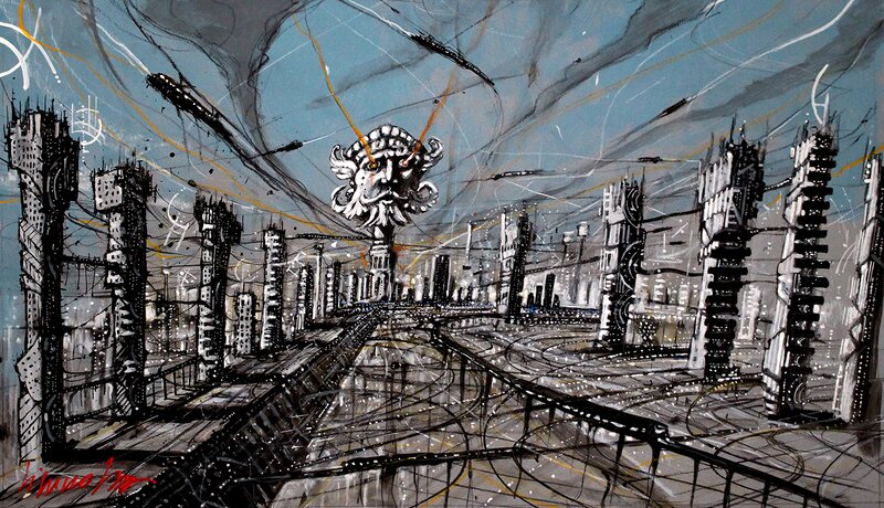 Virginio Vona, Déliaque 33×53 Acrylique, encre de chine, crayons, pastel gras, sur papier -2015 - Illustration originale