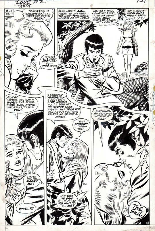 John Buscema, John Romita, Our LOVE STORY #2 P 7 (LAST PAGE) 1969 - Planche originale