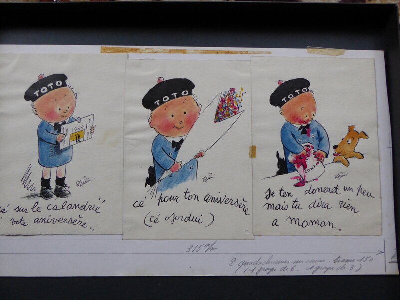 3 dessins de toto par Raoul Guerin - Planche originale