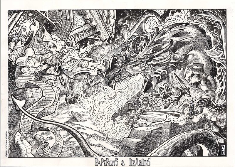Paperons & Dragons by Fabio Celoni - Original Illustration