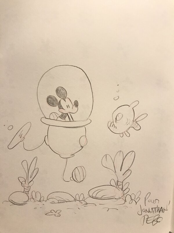Tébo, Mickey dans le sous-marin - Dédicace