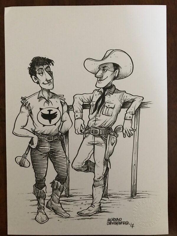 Zagor & Tex Willer par Moreno Chiacchiera - Illustration originale