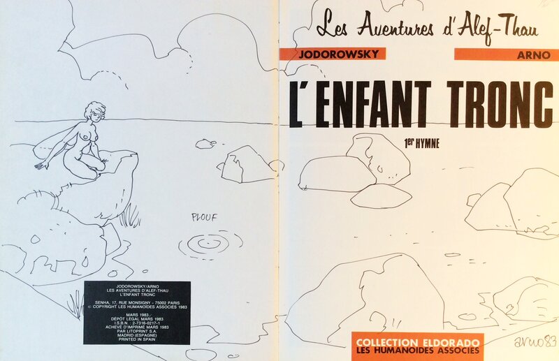 BD - L'enfant tronc - les aventures d'Alef-Thau - Arno - Dédicace dessin EO  1983