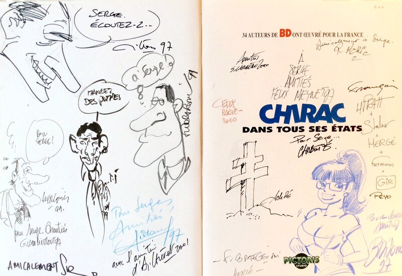 Philippe Bercovici, François Plisson, Bruno Di Sano, François Walthéry, Michel Janvier, Chirac dans tous ses états - Dédicace