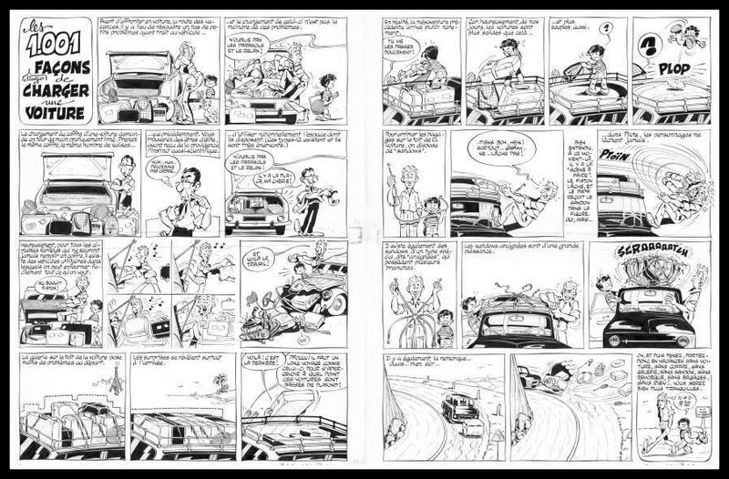 En vente - Gotlib, René Goscinny, Dingodossiers - Les 1001 façons de charger une voiture - Planche originale