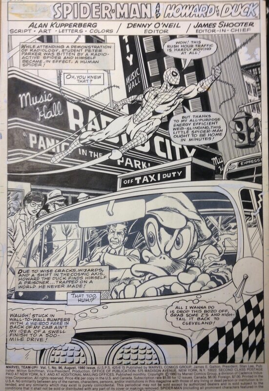 Alan Kupperberg, Howard The Duck/Spider-Man: Marvel Team-up Vol 1 N° 96 - Title Page - Planche originale