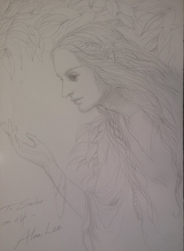 Dessin original d'un elfe par Alan Lee - Illustration originale