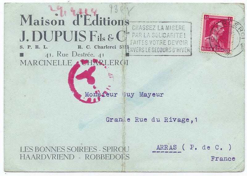 unknown, 03 a / Année 1942 / Courrier de la Maison d'Editions Jean DUPUIS et Fils, 23 décembre 1942. - Œuvre originale