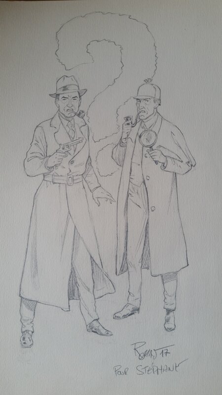 Olivier Roman, Harry Dickson et Sherlock Holmes - Illustration originale