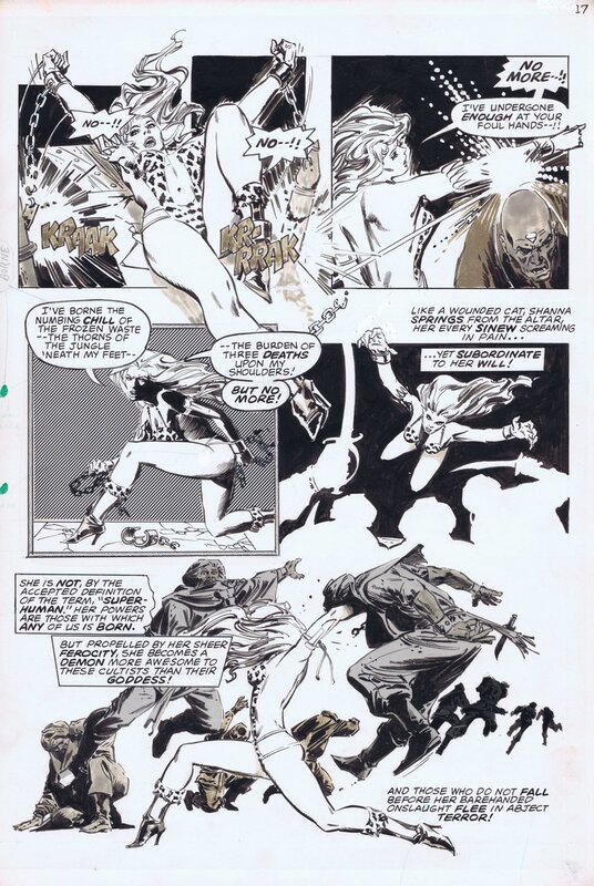 1978-06 DeZuniga: Rampaging Hulk #9 p17 w. Shanna the She-Devil - Planche originale